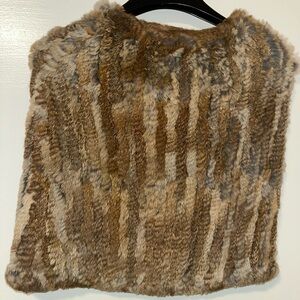 Love Token brown 100% Real Rabbit Fur wrap/collar. Size XS. New without tags